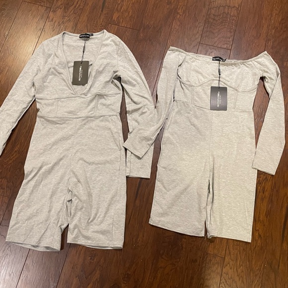 2 for 1 Pretty Little Thing Grey Unitards/Romper - Picture 1 of 15